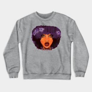 Beauty Woman Floral Afro Natural Hair Crewneck Sweatshirt